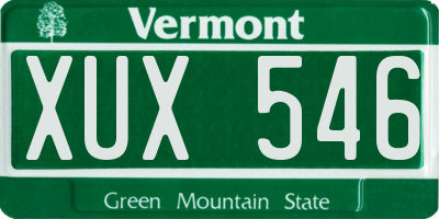 VT license plate XUX546
