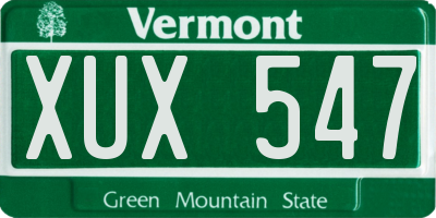 VT license plate XUX547