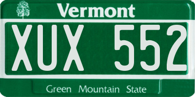 VT license plate XUX552