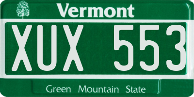 VT license plate XUX553