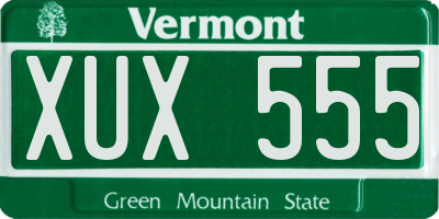 VT license plate XUX555