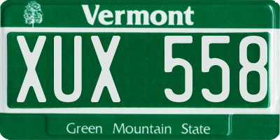 VT license plate XUX558