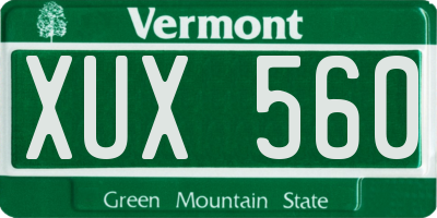 VT license plate XUX560