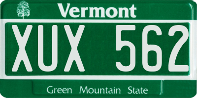 VT license plate XUX562
