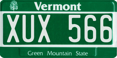 VT license plate XUX566