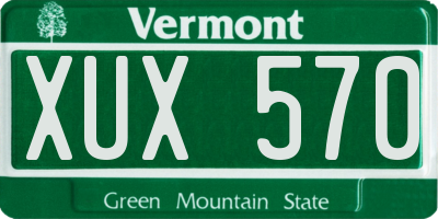 VT license plate XUX570