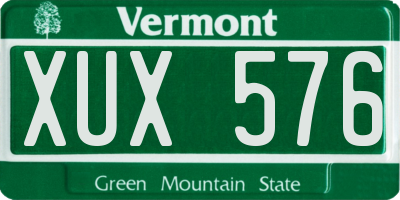 VT license plate XUX576
