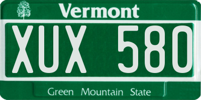 VT license plate XUX580