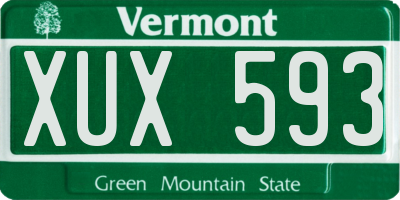 VT license plate XUX593