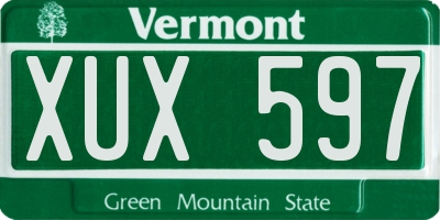 VT license plate XUX597