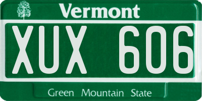 VT license plate XUX606