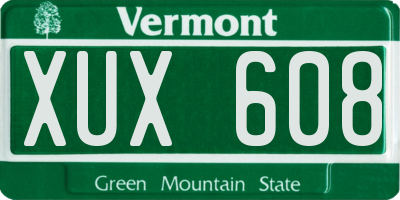 VT license plate XUX608