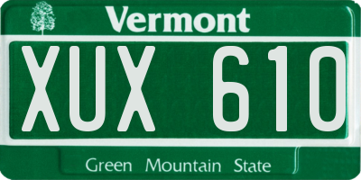 VT license plate XUX610
