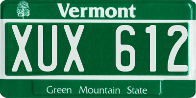 VT license plate XUX612