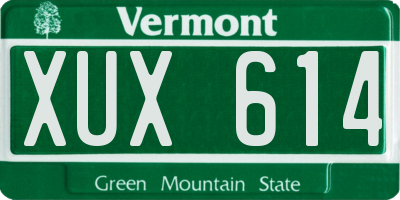 VT license plate XUX614