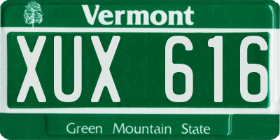 VT license plate XUX616
