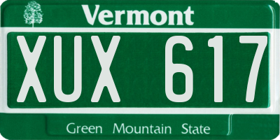 VT license plate XUX617