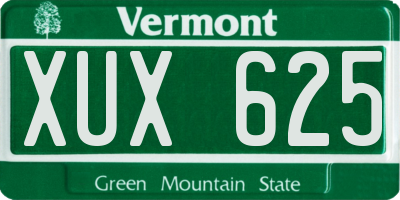 VT license plate XUX625