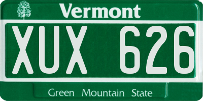 VT license plate XUX626