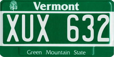VT license plate XUX632