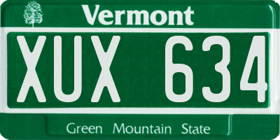 VT license plate XUX634