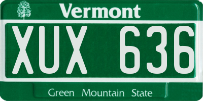 VT license plate XUX636