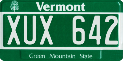 VT license plate XUX642