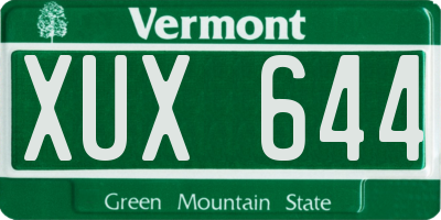 VT license plate XUX644