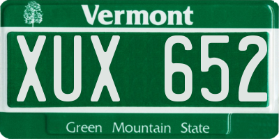 VT license plate XUX652