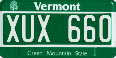 VT license plate XUX660