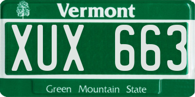 VT license plate XUX663