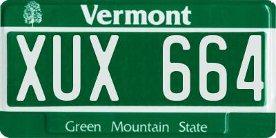 VT license plate XUX664