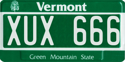 VT license plate XUX666