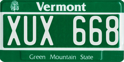 VT license plate XUX668