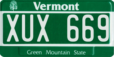 VT license plate XUX669
