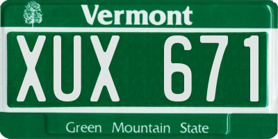 VT license plate XUX671