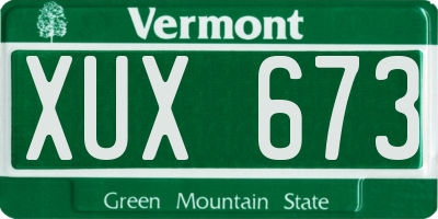 VT license plate XUX673