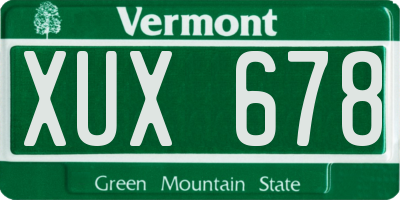 VT license plate XUX678