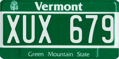 VT license plate XUX679