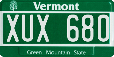 VT license plate XUX680