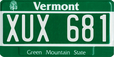 VT license plate XUX681