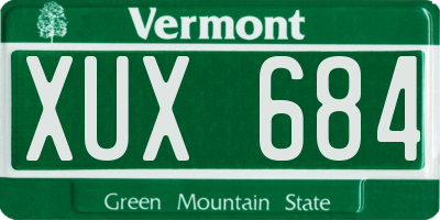 VT license plate XUX684