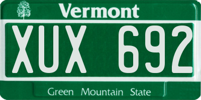 VT license plate XUX692