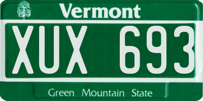 VT license plate XUX693