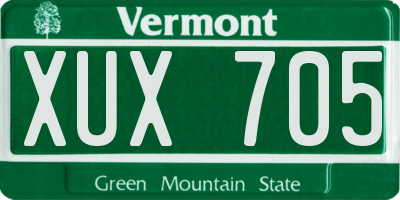 VT license plate XUX705