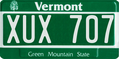 VT license plate XUX707