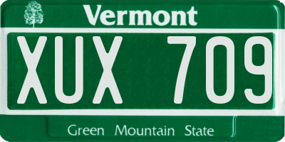 VT license plate XUX709