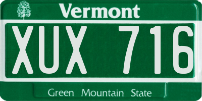 VT license plate XUX716