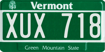 VT license plate XUX718