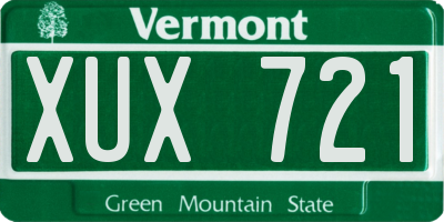 VT license plate XUX721
